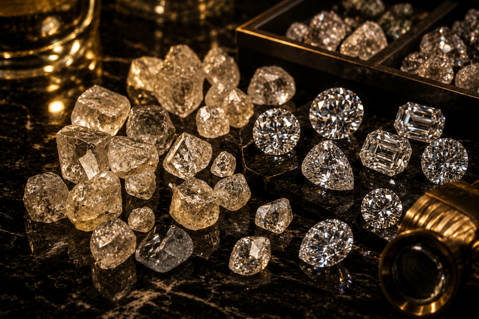 Certified rough diamonds with Kimberley Process documentation
