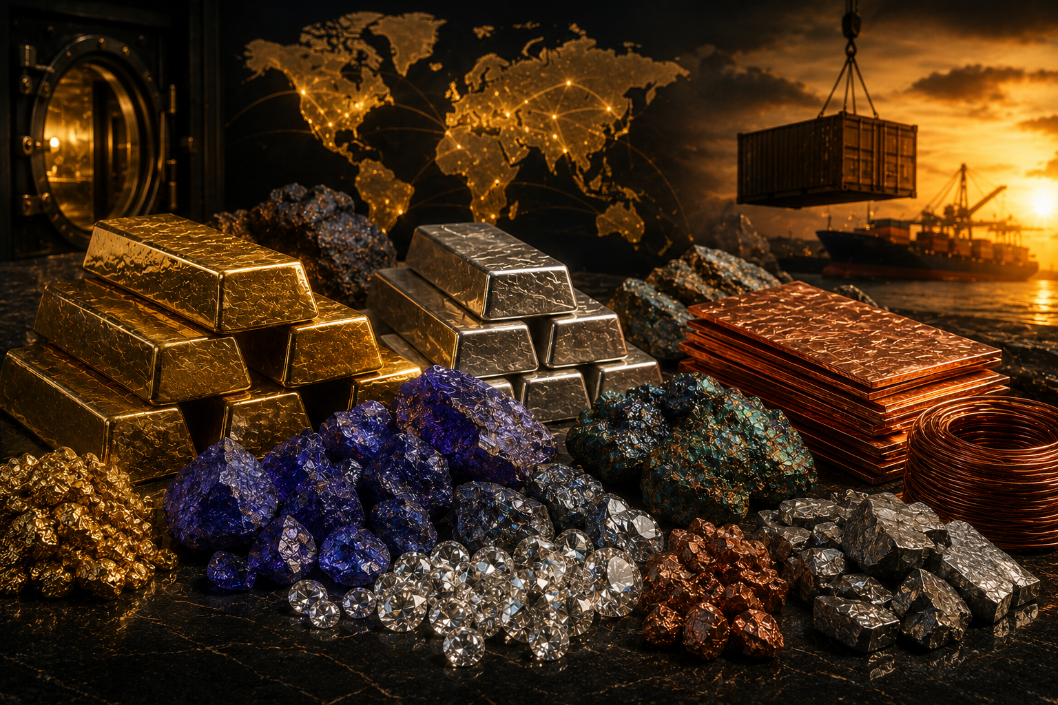African precious metals, gemstones and strategic minerals collection
